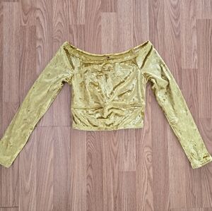 YITTY Gold Velvet Long Sleeve Crop Top